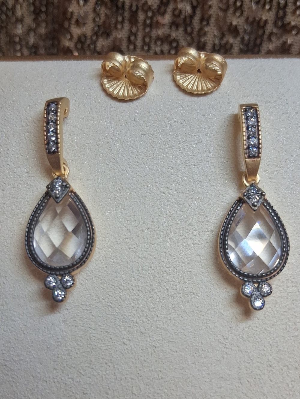 FR EXCLUSIVE! Sterling Silver, 14kt Matte Gold And Black Rhodium Post Earrings!